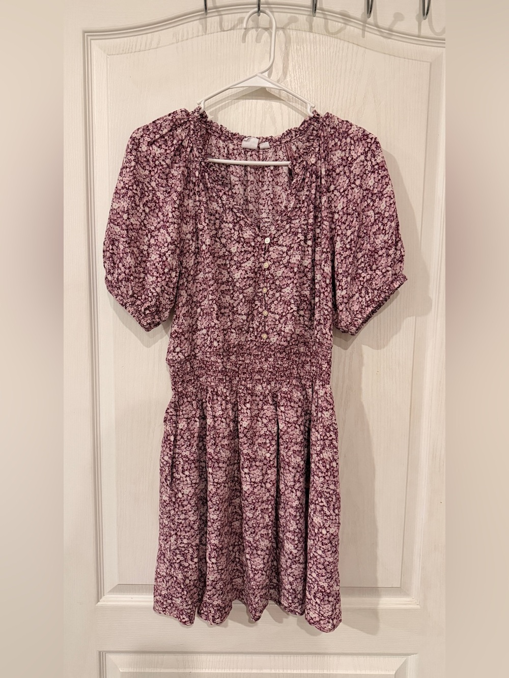 GAP Mauve Quarter Floral Button-Front Midi Dress
